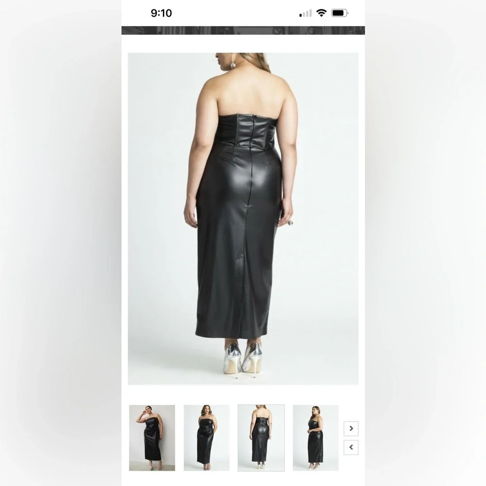Eloquii plus size black pleather midi dress - Picture 5 of 8